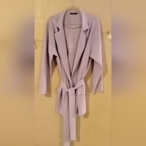 PLUS Gorgeous boohoo Lavender/Lilac/Purple Tie-Waist Drape Blazer
